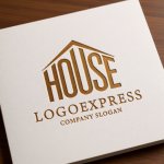 画像14: 「HOUSE」文字が融合した安定感ある家ロゴ (14)