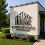 画像15: 「HOUSE」文字が融合した安定感ある家ロゴ (15)