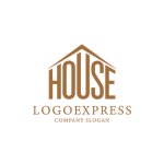 画像1: 「HOUSE」文字が融合した安定感ある家ロゴ (1)