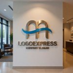 画像10: M字と波の爽やかモダンロゴ (10)