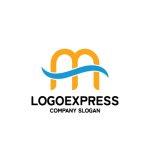 画像1: M字と波の爽やかモダンロゴ (1)