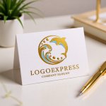 画像16: イルカと波の爽やかマリンロゴ (16)