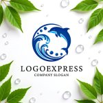 画像9: イルカと波の爽やかマリンロゴ (9)