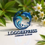 画像12: イルカと波の爽やかマリンロゴ (12)