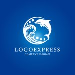 画像4: イルカと波の爽やかマリンロゴ (4)