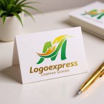 画像16: M字と葉っぱで包む人々の成長ロゴ (16)