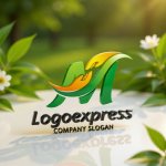 画像12: M字と葉っぱで包む人々の成長ロゴ (12)