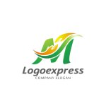 画像1: M字と葉っぱで包む人々の成長ロゴ (1)