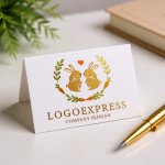 画像16: 仲良しウサギと人参の可愛らしいロゴ (16)