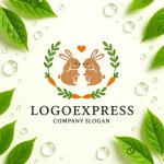 画像9: 仲良しウサギと人参の可愛らしいロゴ (9)