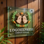 画像11: 仲良しウサギと人参の可愛らしいロゴ (11)