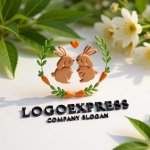 画像12: 仲良しウサギと人参の可愛らしいロゴ (12)