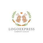 画像1: 仲良しウサギと人参の可愛らしいロゴ (1)