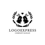 画像3: 仲良しウサギと人参の可愛らしいロゴ (3)