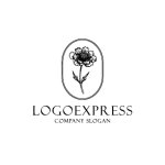 画像1: 繊細な花を描いた優雅なオーバルロゴ (1)