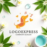 画像9: 音楽とハートを奏でるダックスフントのロゴ (9)