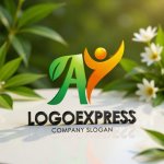 画像12: AとY、葉と人が輝く成長ロゴ (12)