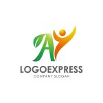 画像1: AとY、葉と人が輝く成長ロゴ (1)