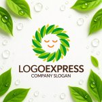 画像9: 笑顔の葉っぱリースロゴ (9)