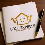 画像6: 笑顔の家と道具のホームサービスロゴ (6)