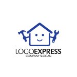 画像3: 笑顔の家と道具のホームサービスロゴ (3)