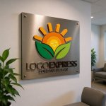 画像14: 笑顔の太陽と葉のナチュラルロゴ (14)