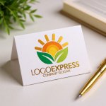 画像16: 笑顔の太陽と葉のナチュラルロゴ (16)