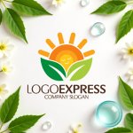 画像9: 笑顔の太陽と葉のナチュラルロゴ (9)