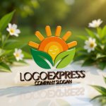 画像12: 笑顔の太陽と葉のナチュラルロゴ (12)