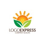 画像1: 笑顔の太陽と葉のナチュラルロゴ (1)
