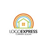 画像1: カラフルなアーチと家の希望ロゴ (1)