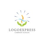 画像1: 脊柱と癒しの手が生み出す健康ロゴ (1)