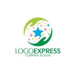 画像1: 輝く星と包み込む手の希望ロゴ (1)