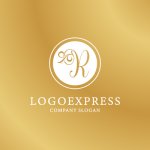 画像4: 優雅な筆記体Rの黄金ロゴ (4)