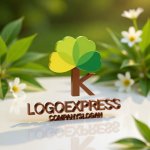 画像12: Kの文字と葉が織りなす成長の木ロゴ (12)