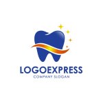 画像1: 輝く歯とウェーブのデンタルケアロゴ (1)