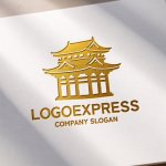 画像11: 荘厳な伝統建築のシルエットロゴ (11)