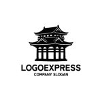 画像1: 荘厳な伝統建築のシルエットロゴ (1)