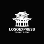 画像4: 荘厳な伝統建築のシルエットロゴ (4)