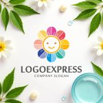 画像9: 明るい笑顔のカラフルフラワーロゴ (9)