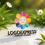画像12: 明るい笑顔のカラフルフラワーロゴ (12)
