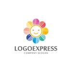 画像1: 明るい笑顔のカラフルフラワーロゴ (1)