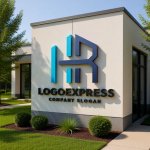 画像15: 「HR」の文字を重ねた建設・テクノロジーロゴ (15)