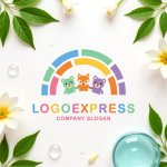 画像9: 仲良し動物とカラフルな虹の可愛いロゴ (9)