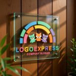 画像11: 仲良し動物とカラフルな虹の可愛いロゴ (11)