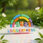 画像12: 仲良し動物とカラフルな虹の可愛いロゴ (12)