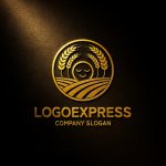 画像12: 麦畑と笑顔の太陽の豊かな恵みロゴ (12)