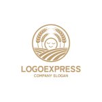 画像1: 麦畑と笑顔の太陽の豊かな恵みロゴ (1)