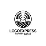 画像3: 麦畑と笑顔の太陽の豊かな恵みロゴ (3)