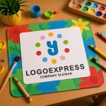 画像8: カラフルなドットが囲むY字のかわいいロゴ (8)